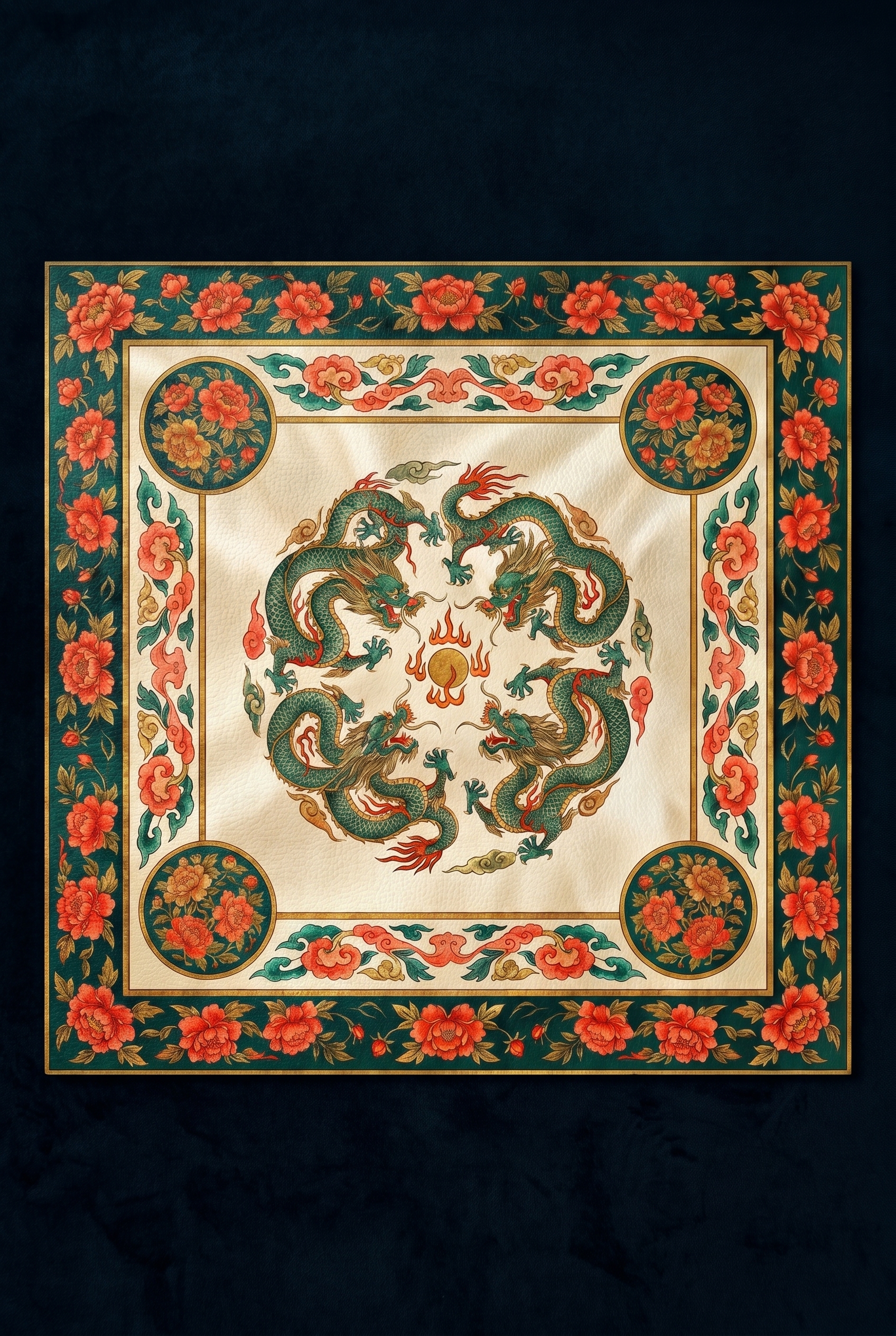 Imperial Dragon — crimson and gold mahjong mat