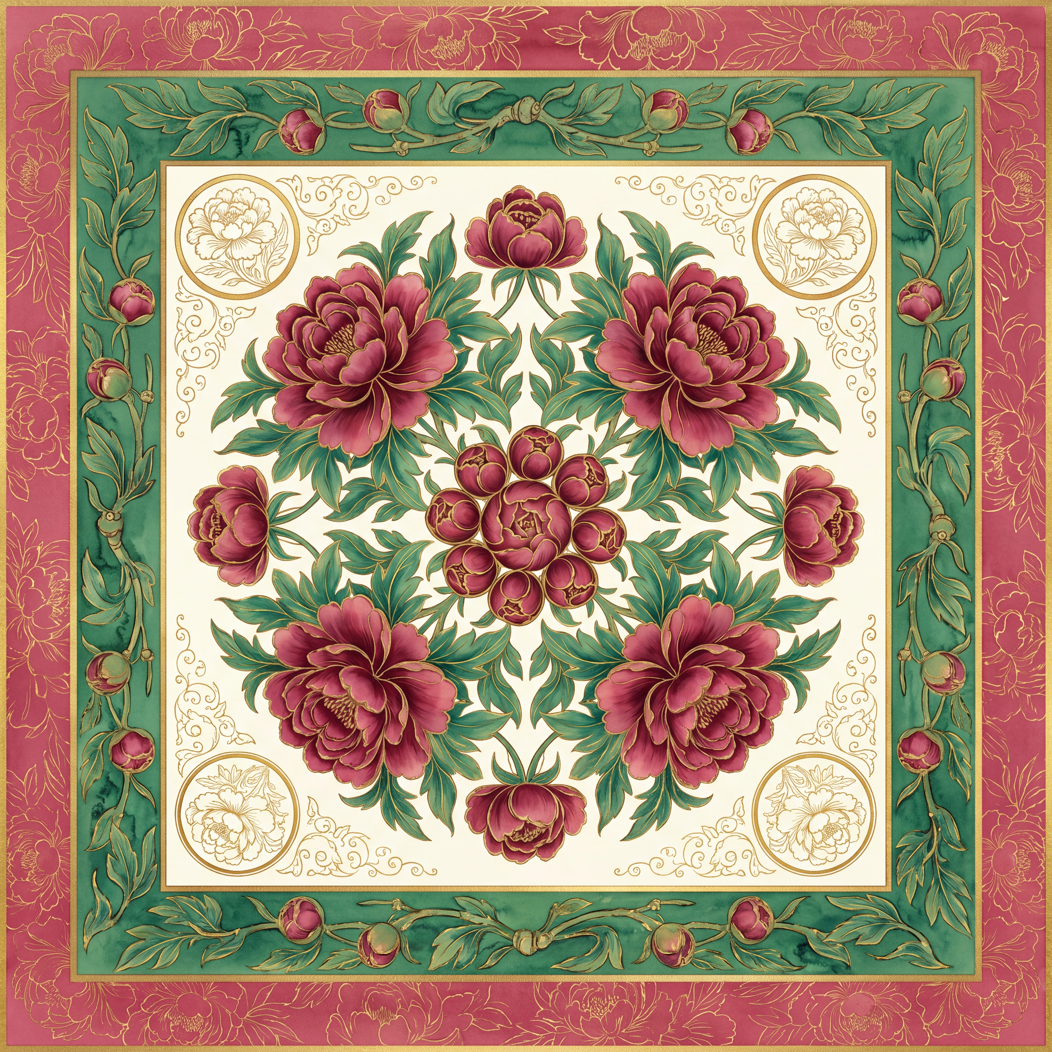 Peony Paradise — blush and peony mahjong mat