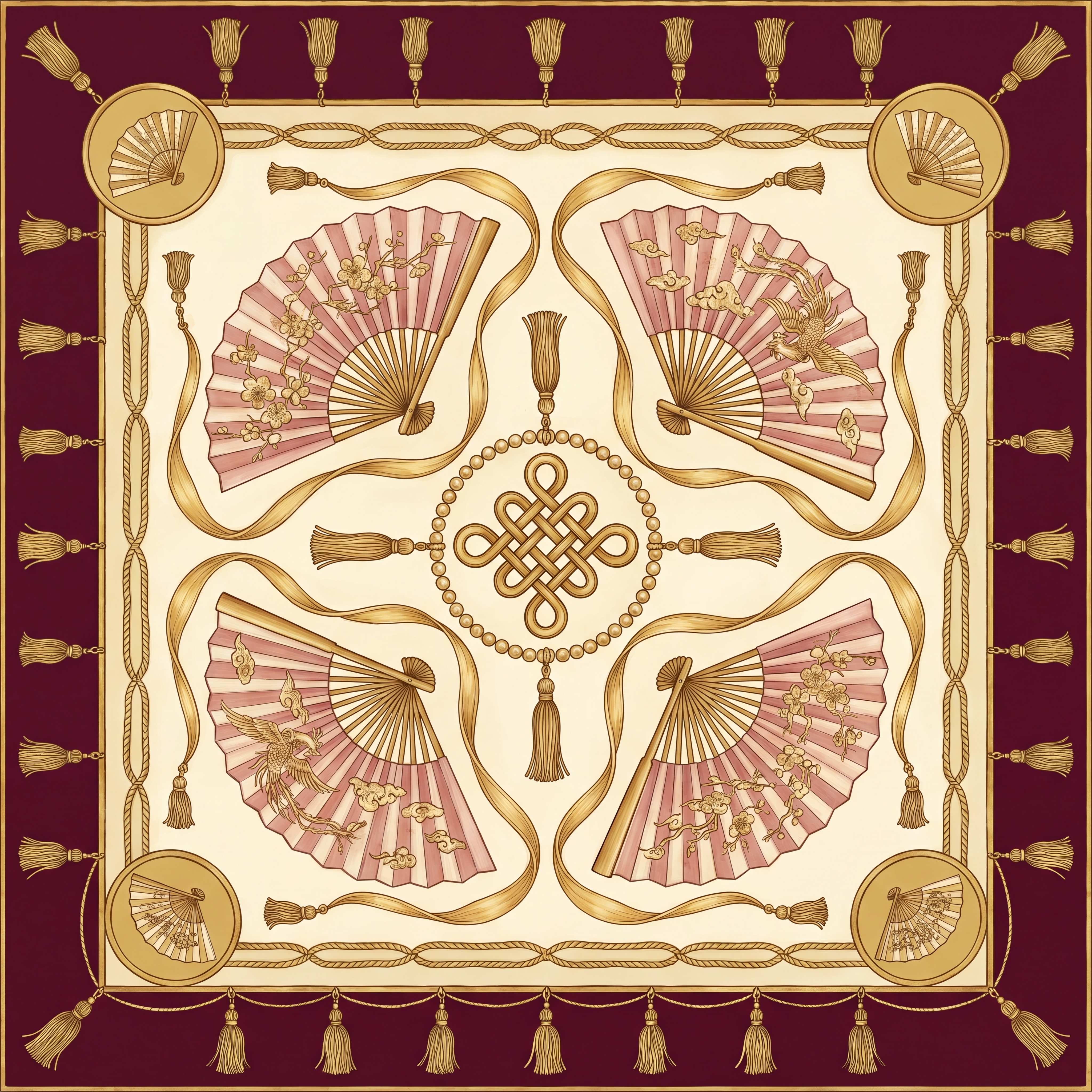 Silk Tassel — edge-to-edge tassel design mahjong mat