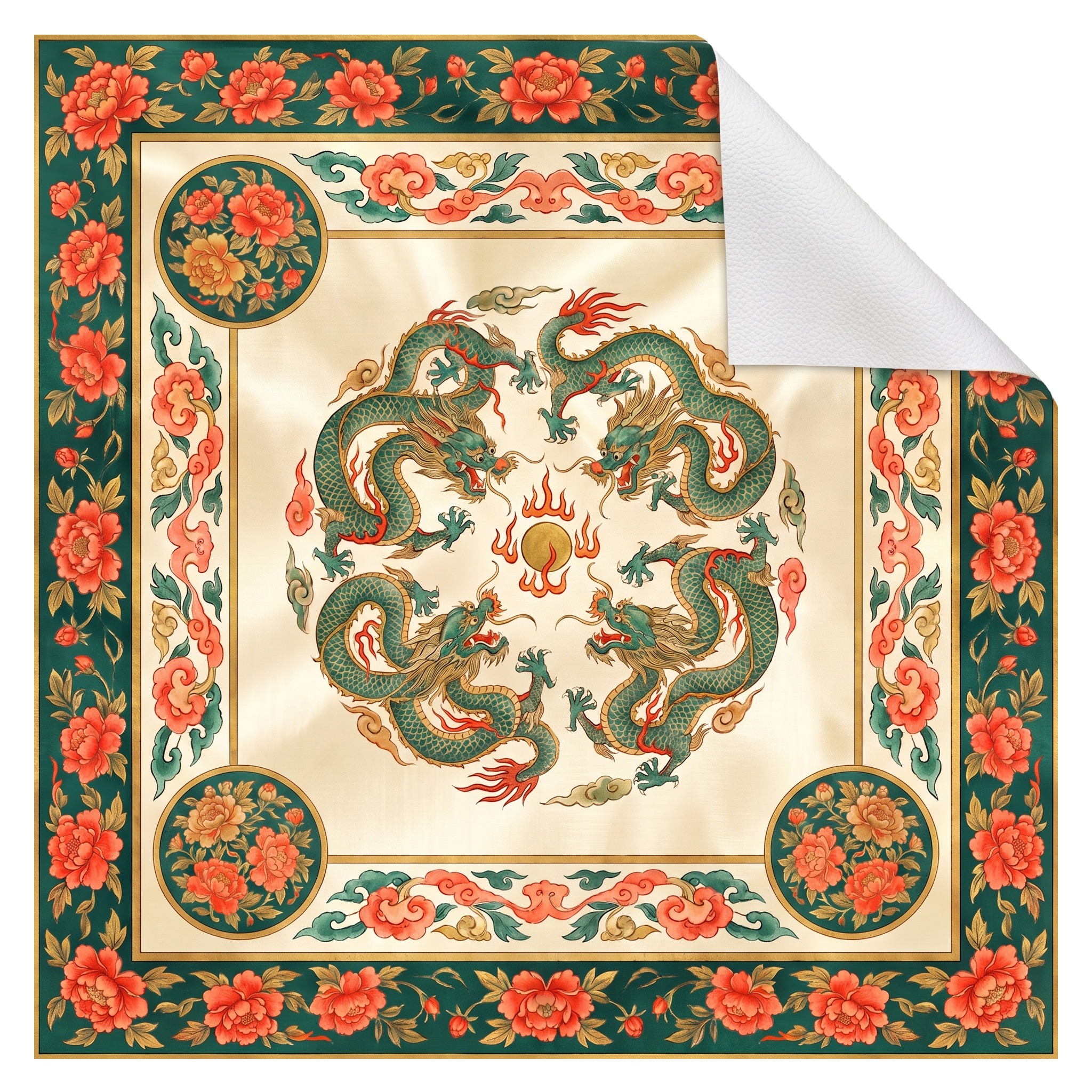 Imperial Dragon — crimson and gold mahjong mat