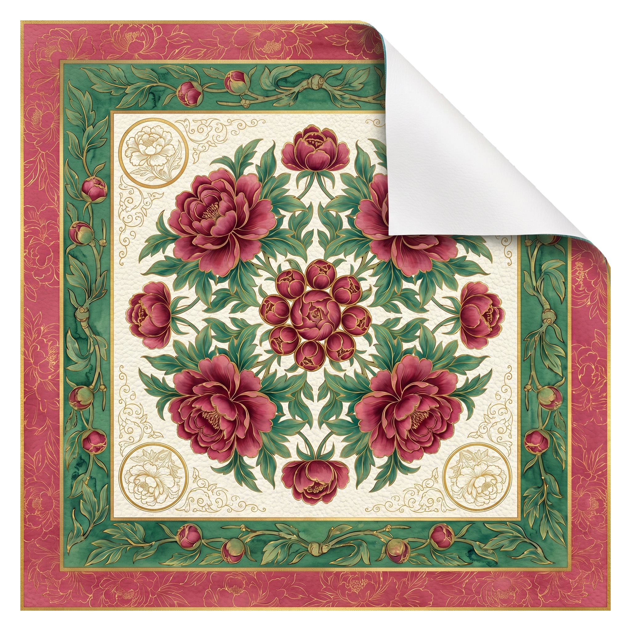 Peony Paradise — blush and peony mahjong mat